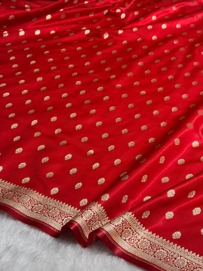 Red Shades Banarasi Satin Silk Saree SS36