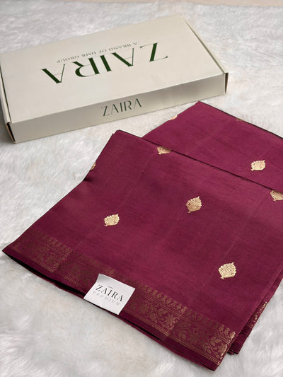 Wine Shade Handwoven Pure Katan Paper Silk RM-06