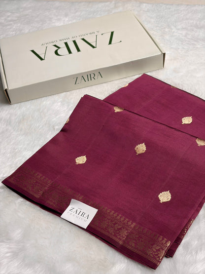 Wine Shade Handwoven Pure Katan Raw Mango Silk RM-06