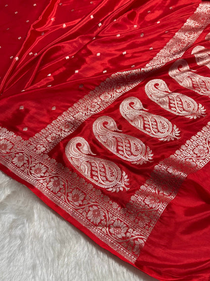Red Shades Crepe Silky Katan Banarasi Saree CSK-03