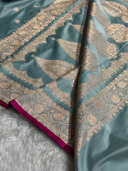 Turquoise Booti Katan Silk Saree SK09