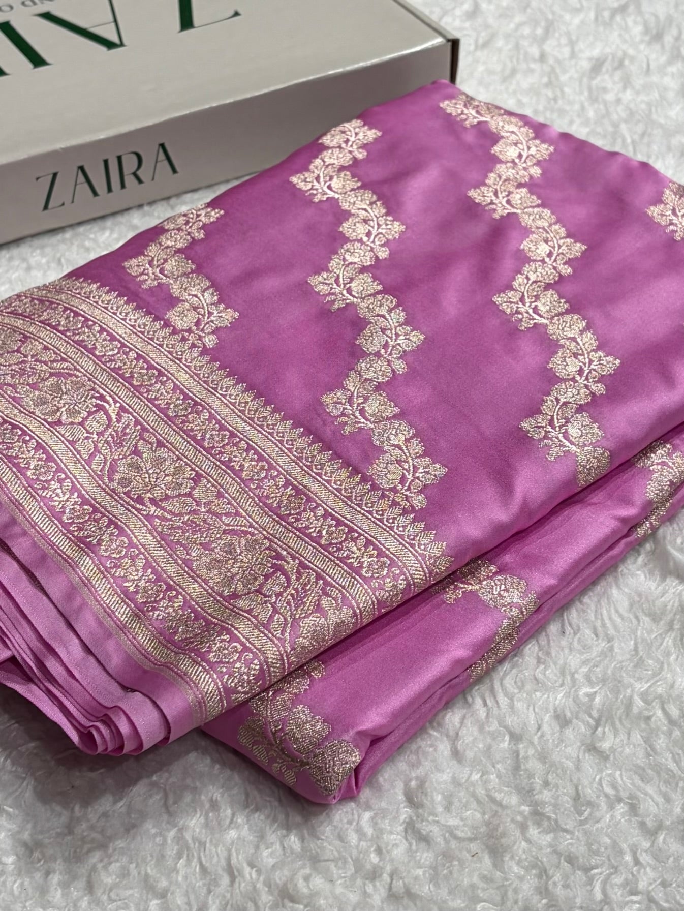 Banarasi Blush Pink Cross Pattern Mashru Silk Saree MS02