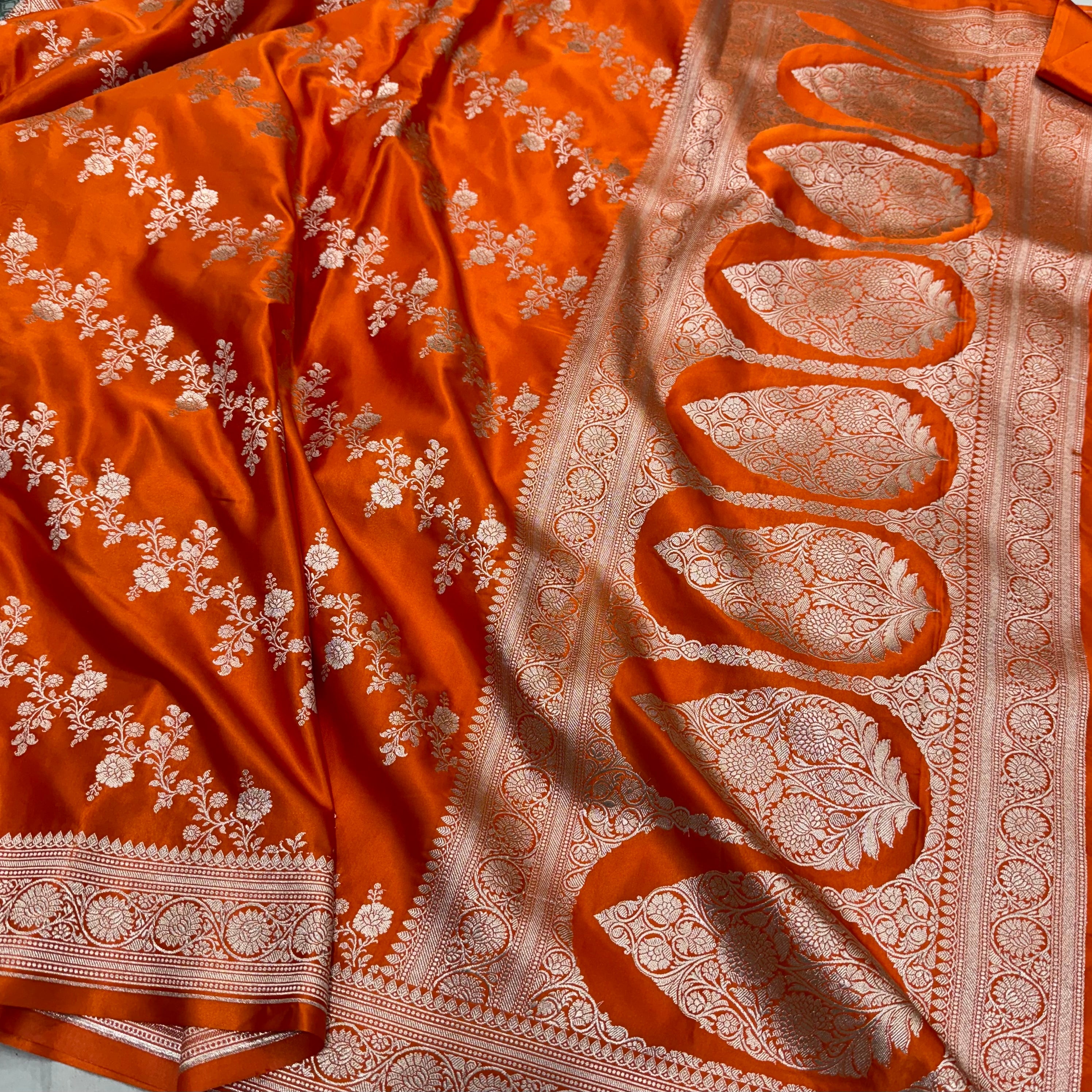 Orange Mashru Cross Silk saree