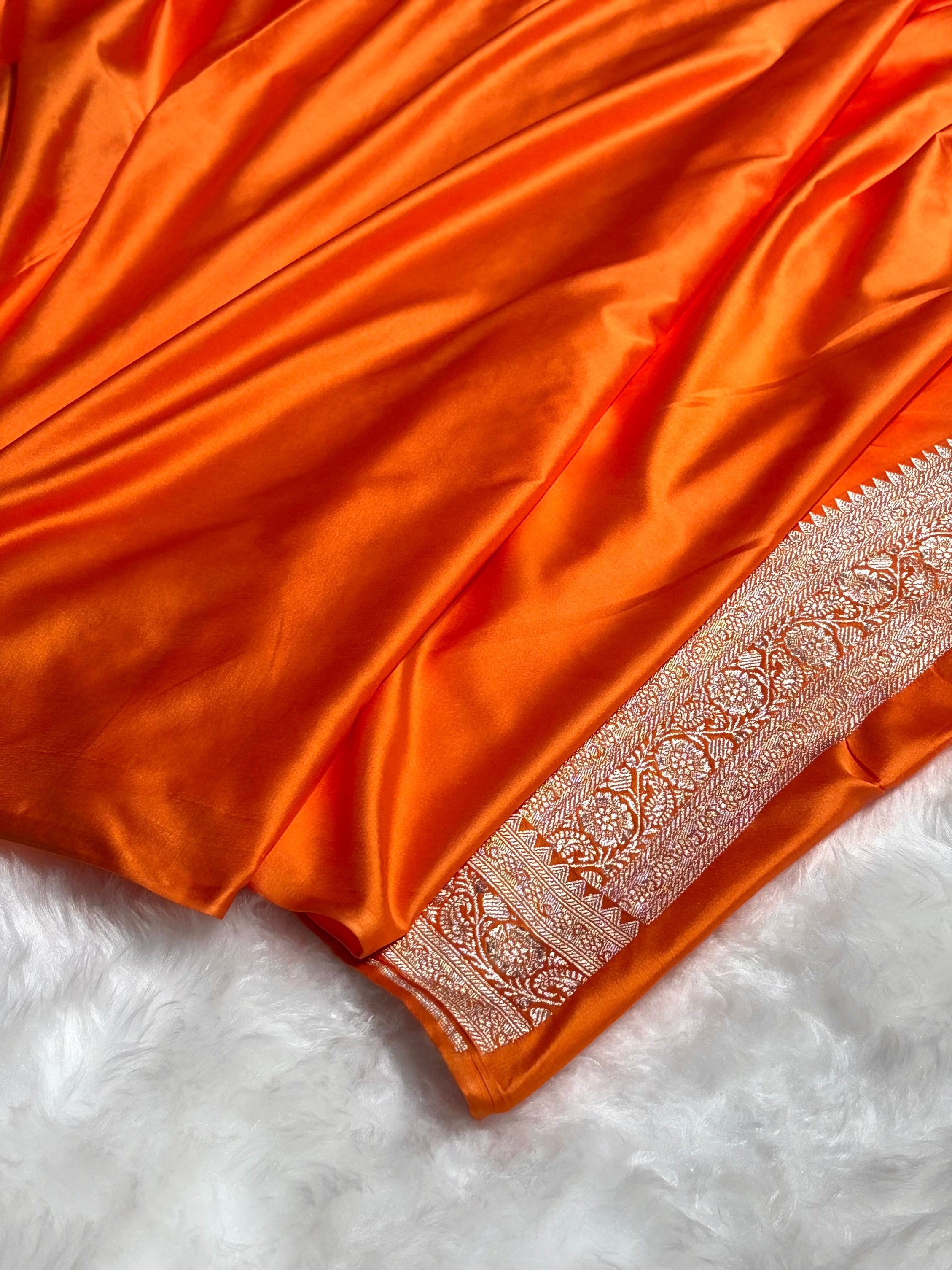 Orange Shades Booti Mashru Silk Saree MS26