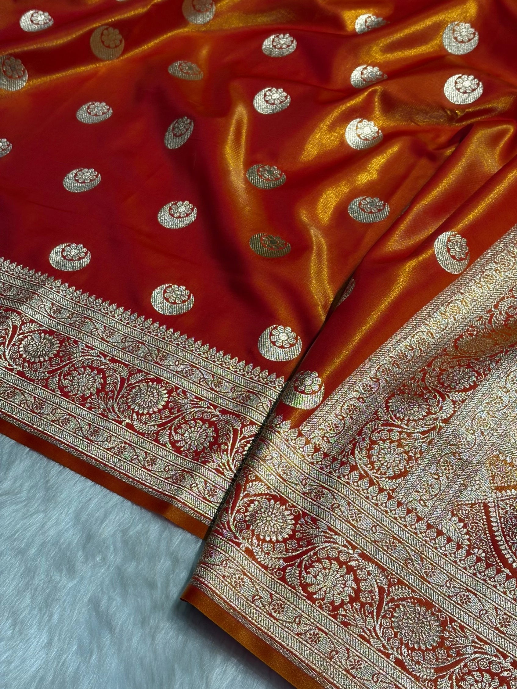 Orange Chand Tara Satin Silk Saree SS04