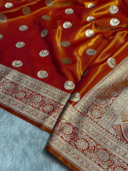 Orange Chand Tara Satin Silk Saree SS04