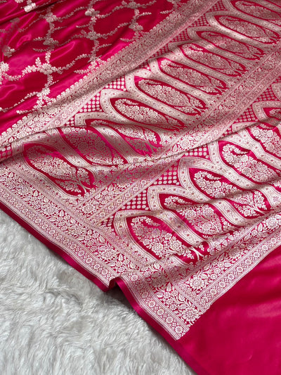 Rani Shades Banarasi With Floral Border Mashru Silk Saree MSM-127