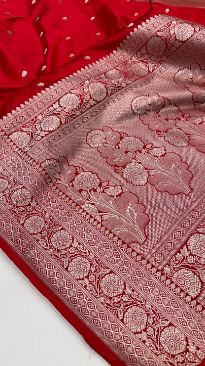 Banarasi Red Booti Mashru Silk Saree