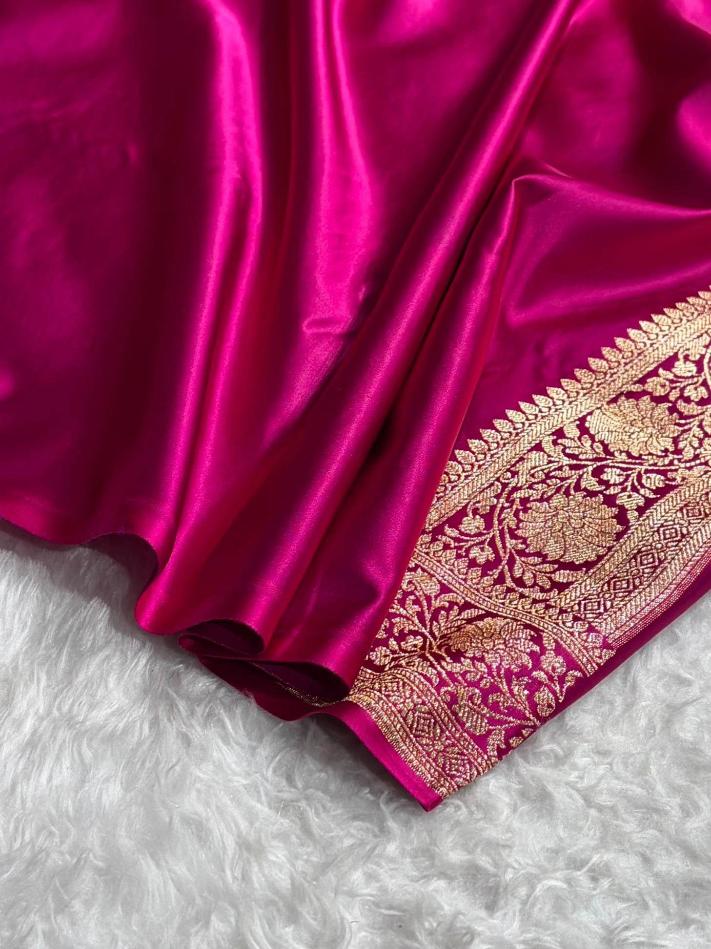 Banarasi Satin Katan Saree With Boota in Rani Shades SK108