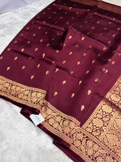 Garnet Shades Meena Boota Handwoven Raw Mango Silk RM-22