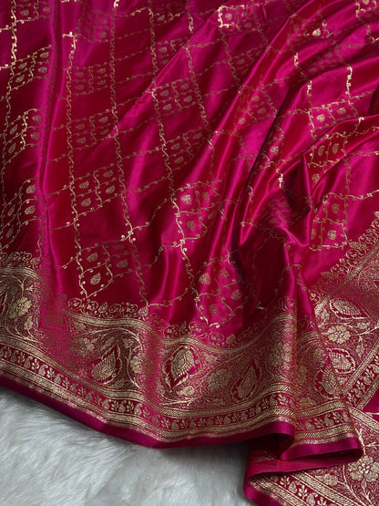 Rani Jaal Satin Katan Silk Saree SK21