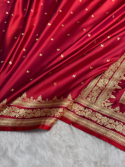 Reddish Magenta Banarasi Booti Katan Silk Saree SKM17