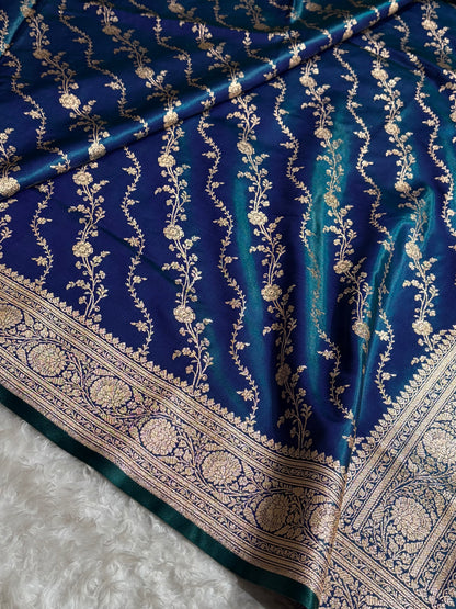 Satin Silk Cross Pattern in Peacock Shades SS37