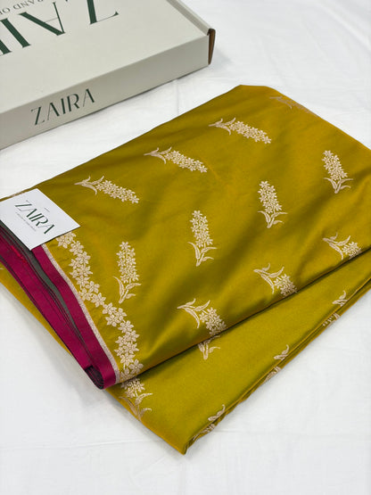 Mehndi Mauve Shade With Booti Pattern Mashru Silk Saree