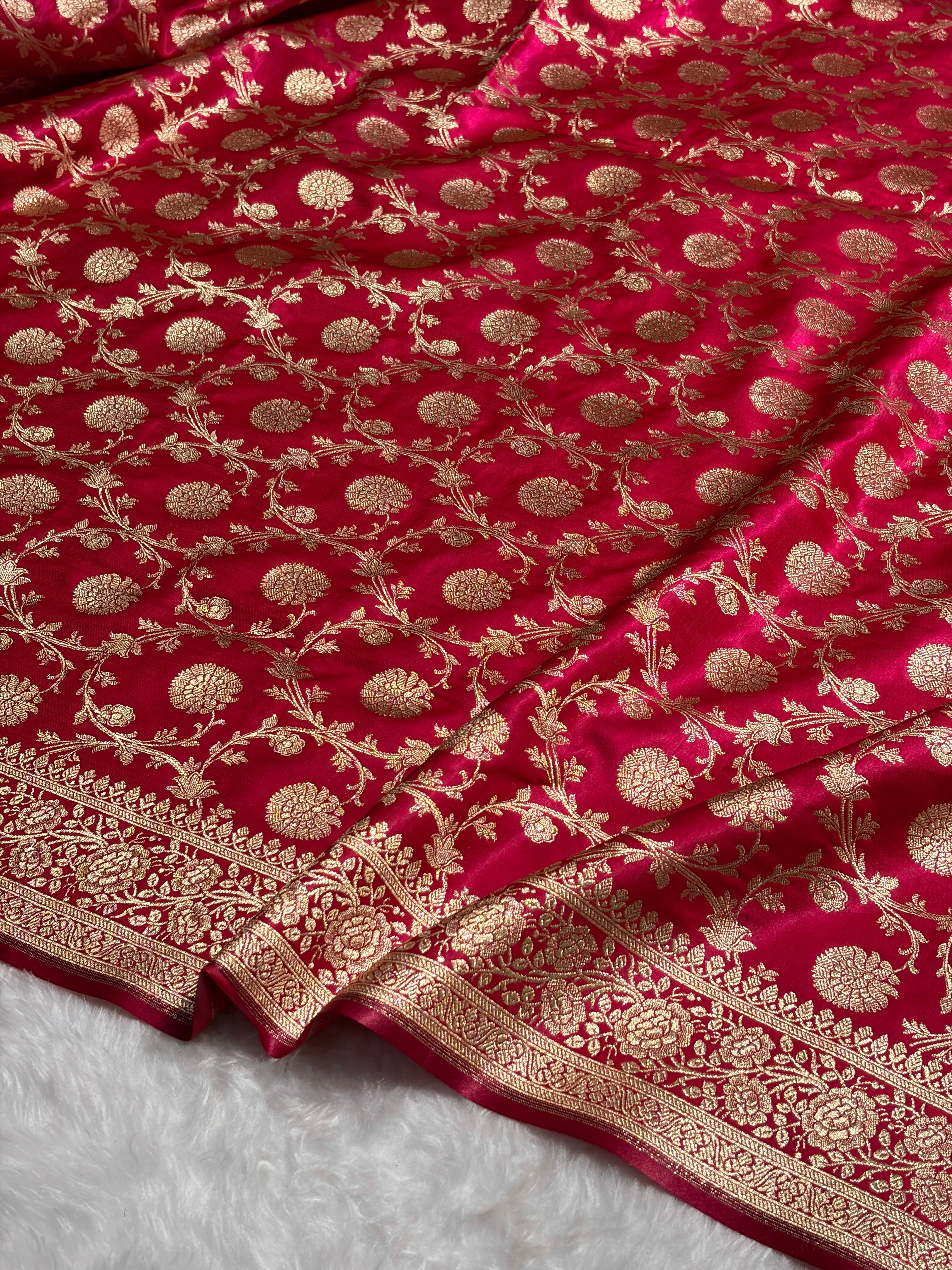 Light Weight Cross Rani shades Satin Silk Saree SS15