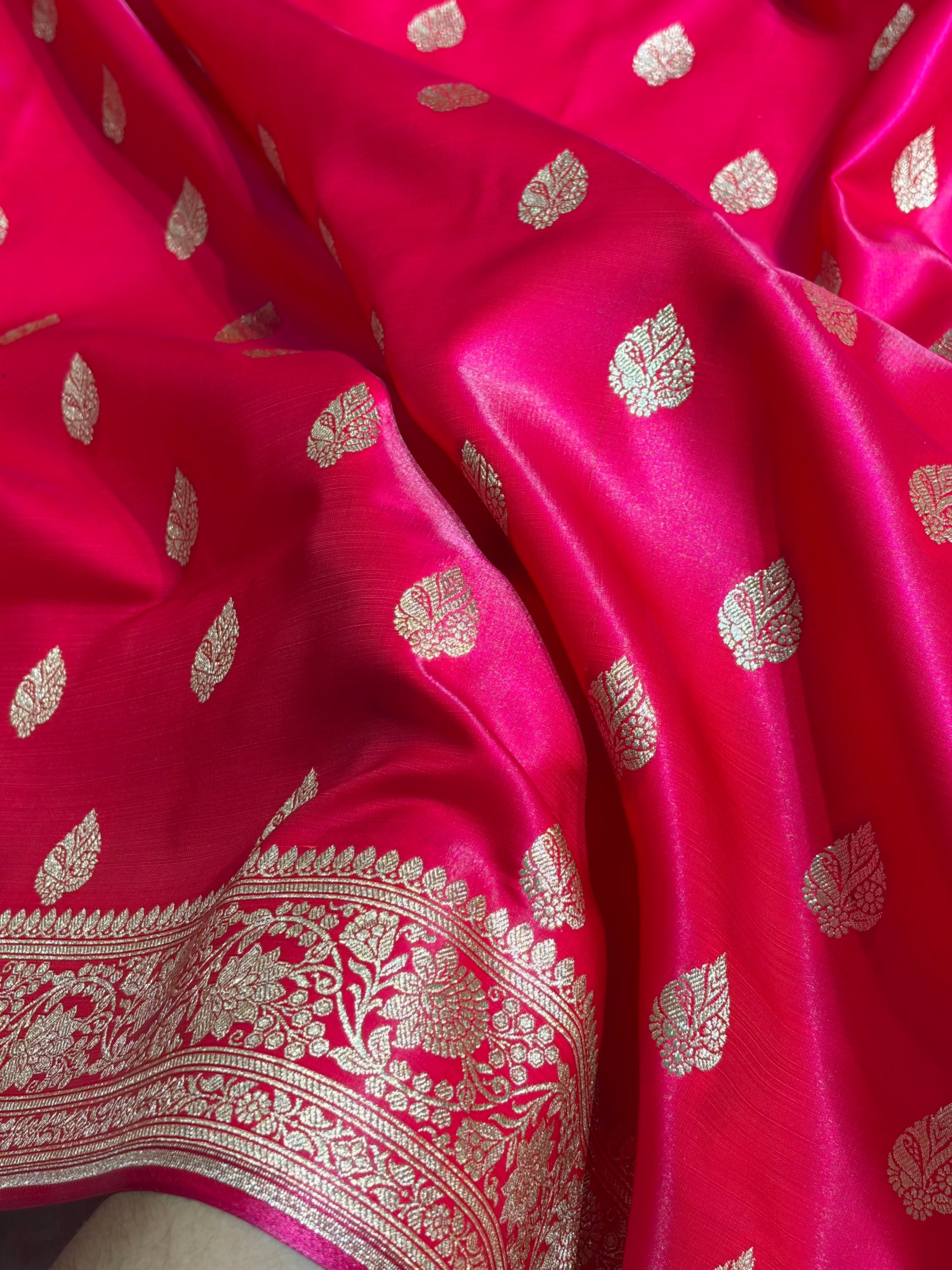 Cross Rani Shades Booti Pattern Banarasi Satin Silk Saree SS58