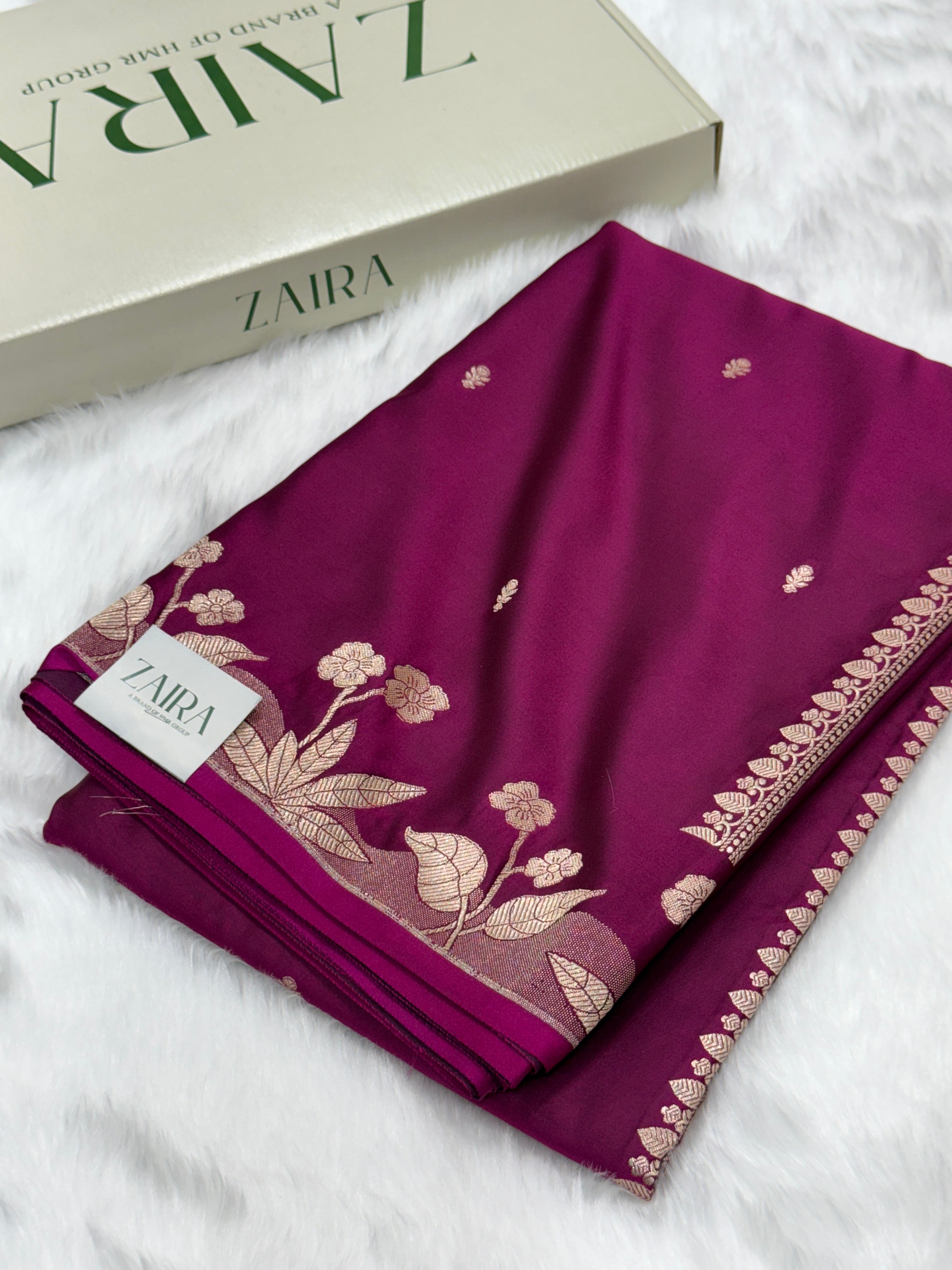 Wine  Floral Booti Mashru Silk Saree  MSM-68