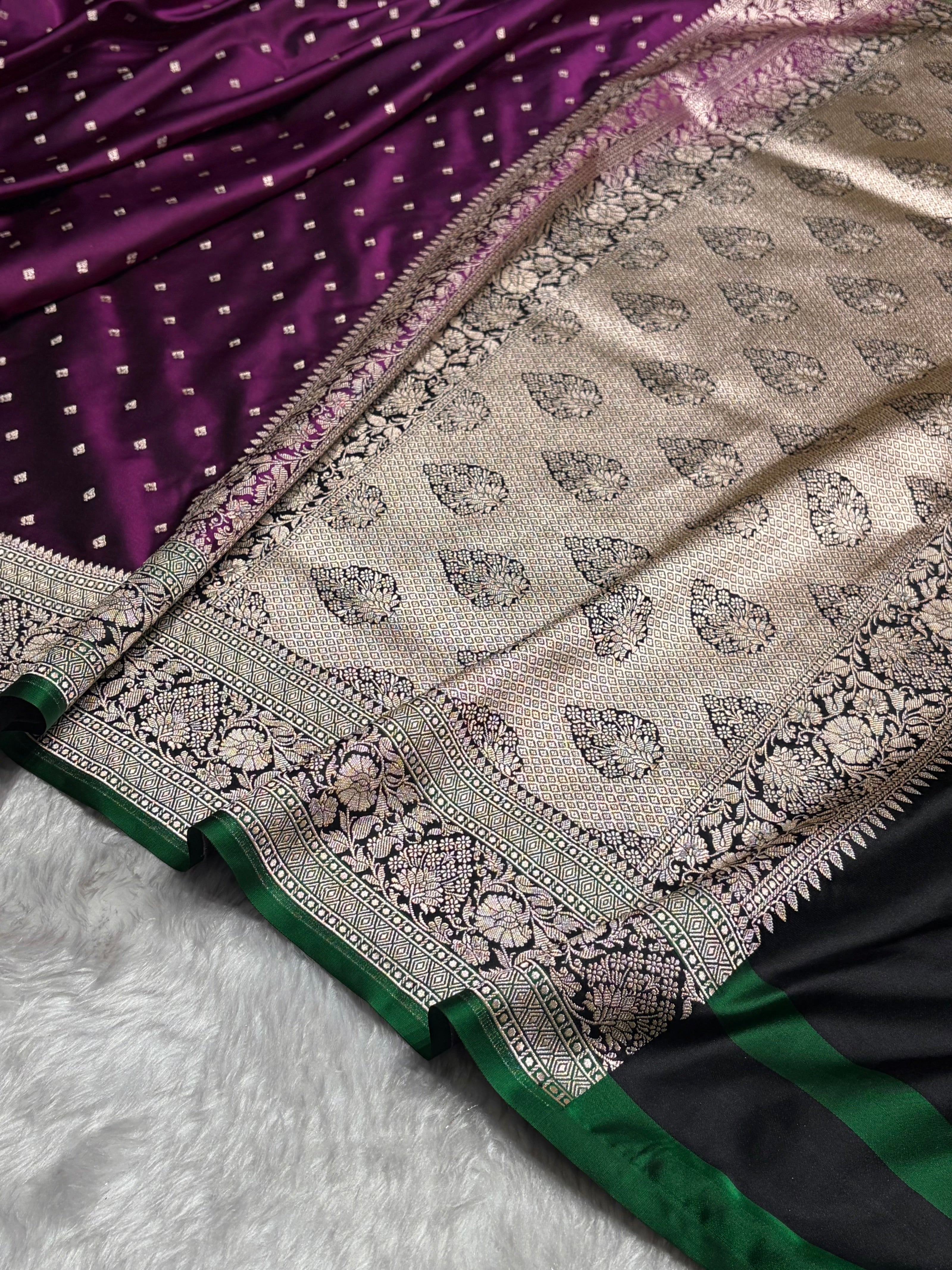 Cross Wine With Floral Border Mashru Silk Saree MSM-99