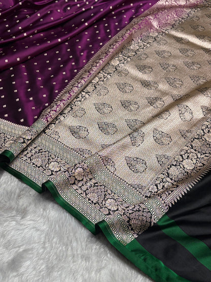 Cross Wine With Floral Border Mashru Silk Saree MSM-99