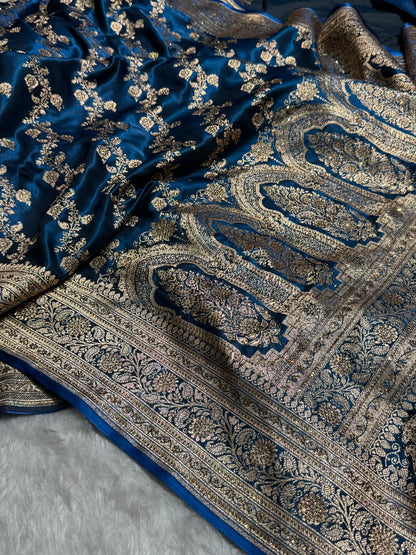 Banarasi German Blue Satin Cross with Swarovski Stone BSS11