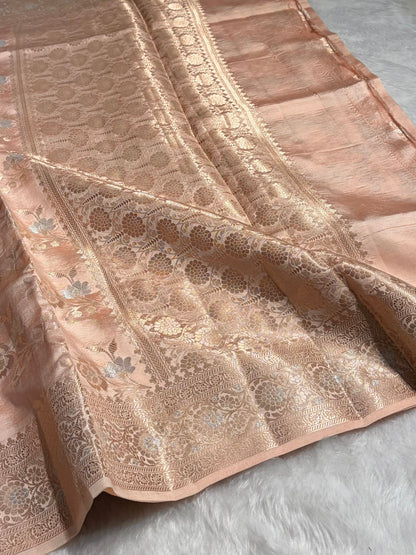 Peach Shade Minakari Pure Caramel Silk Saree CS-04