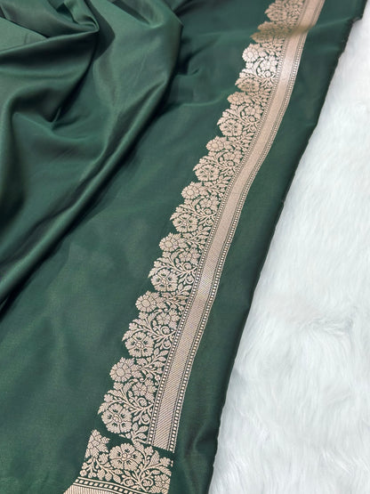 Bottle Green Shades Floral Boota Mashru Silk Saree
