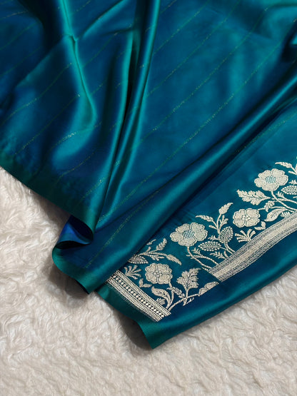 Peacock Boota With Floral Border Mashru Silk Saree MSM-86