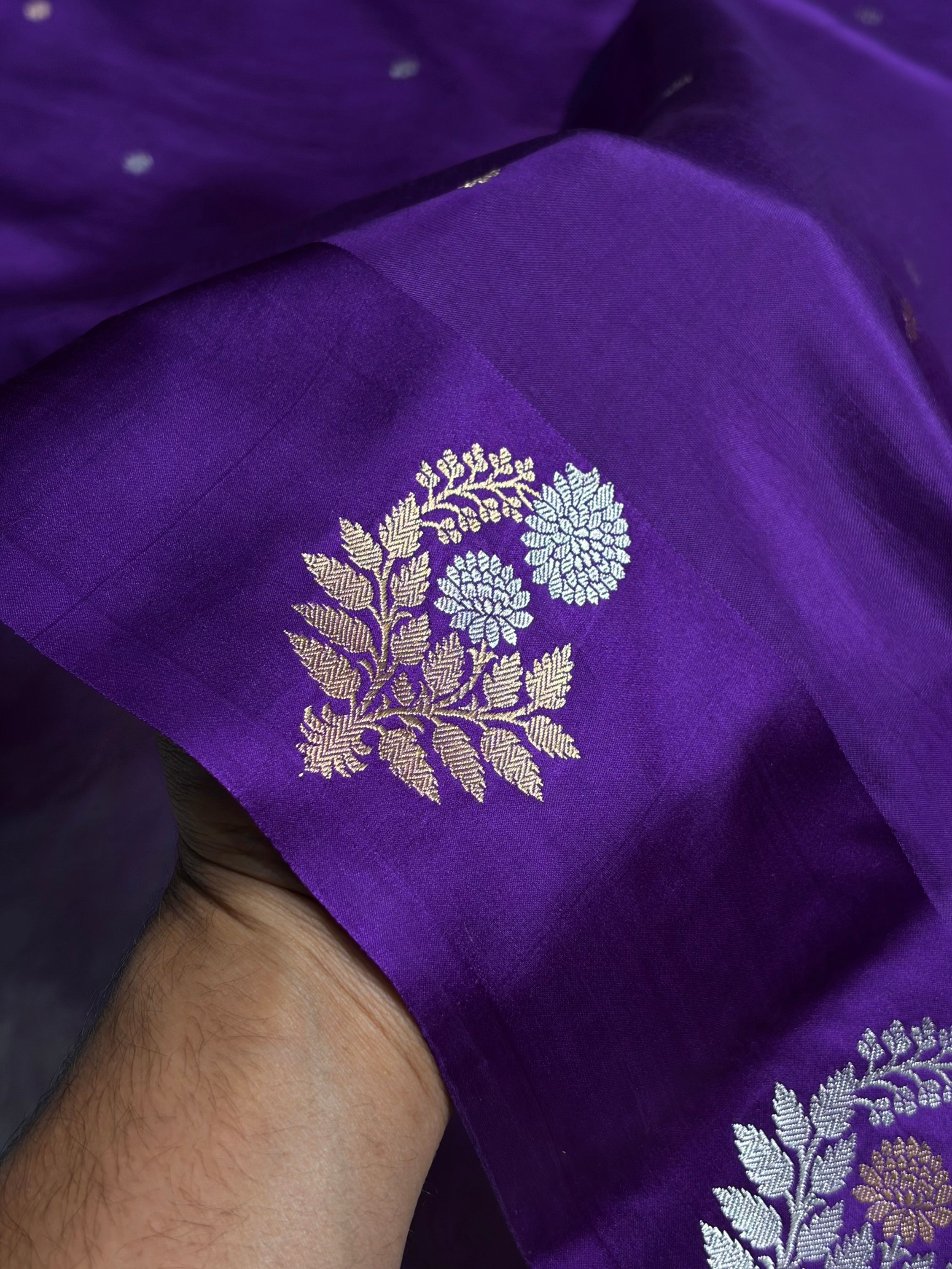 Purple Shade Handwoven Kaduwa Pure Katan Raw Mango Silk RM-05