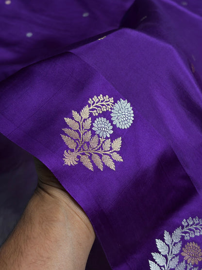 Purple Shade Handwoven Kaduwa Pure Katan Raw Mango Silk RM-05