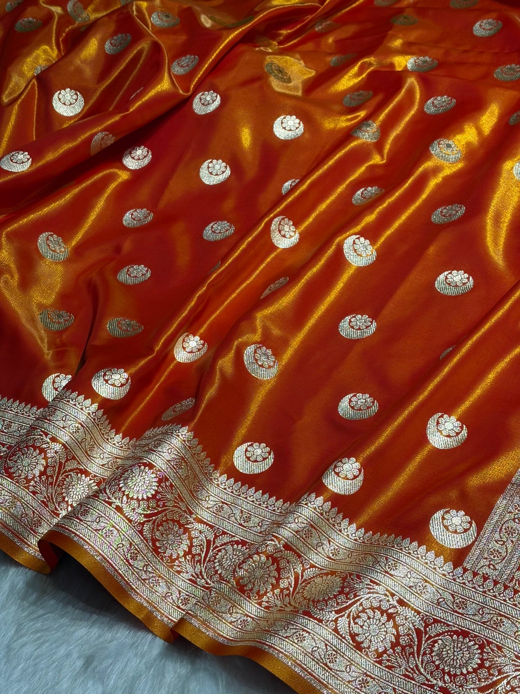 Orange Chand Tara Satin Silk Saree SS04