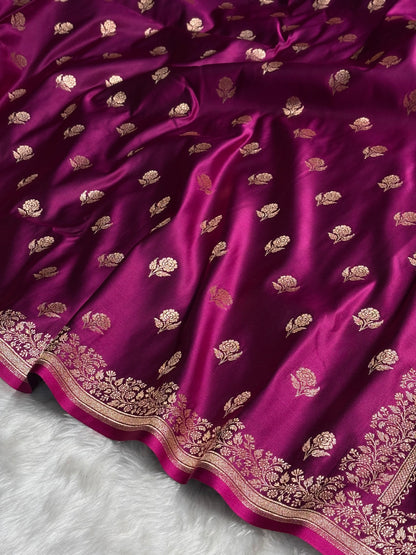 Wine Floral Booti Katan Silk Saree SK23