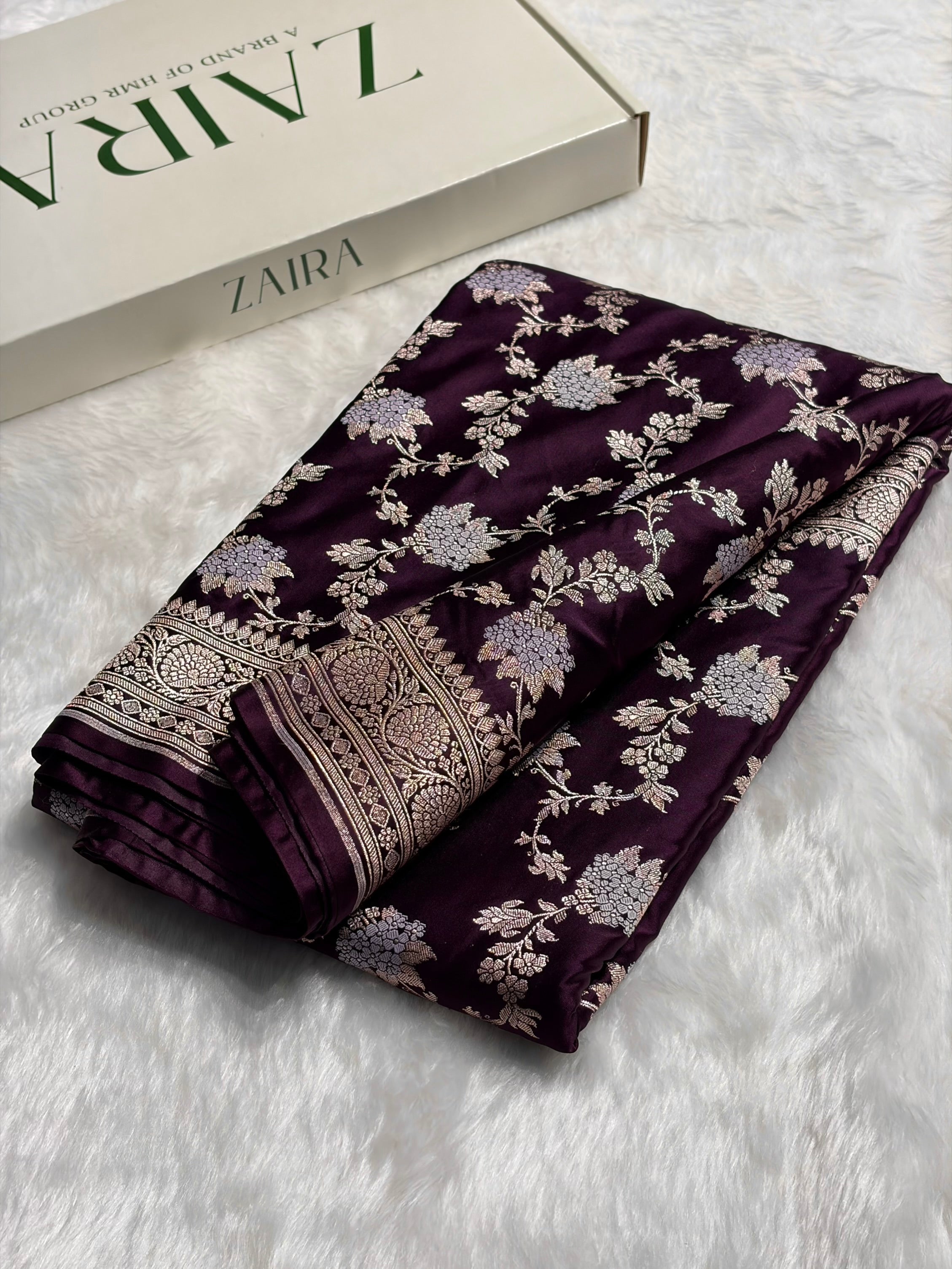 Wine Shades Jaal Pattern Mashru Silk Saree MS57
