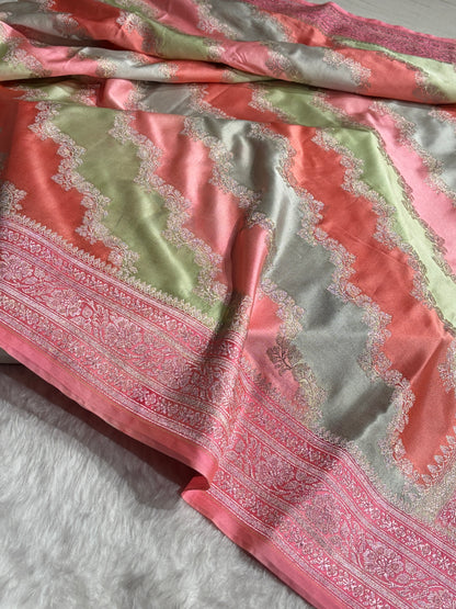 Multi Shade With Cross Rangkat Mashru Silk Saree
