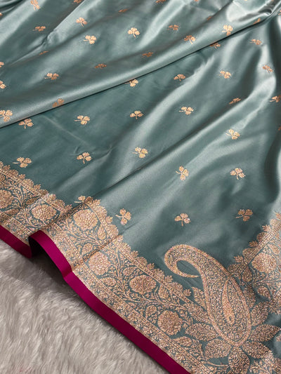 Turquoise Booti Katan Silk Saree SK09