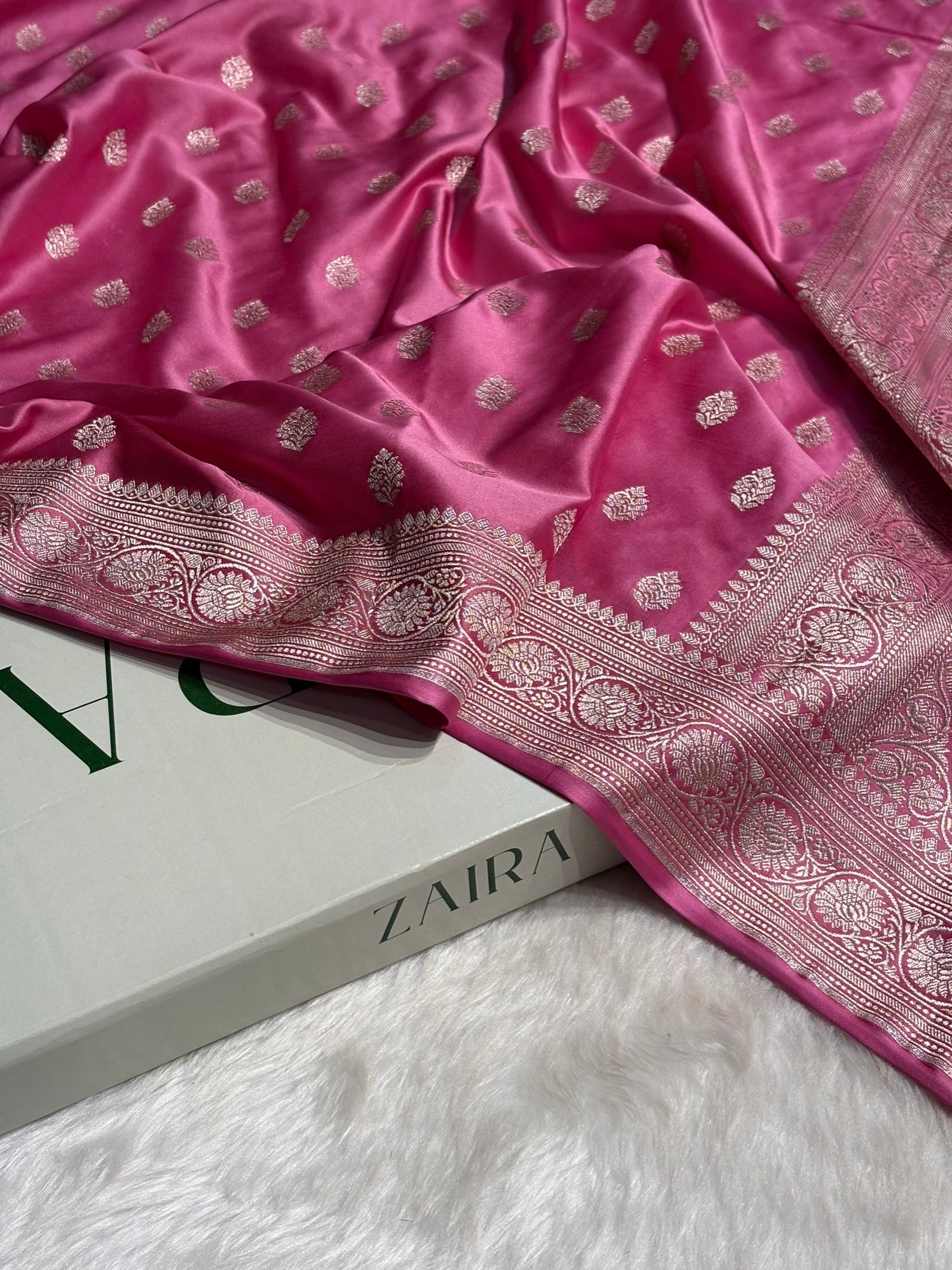 Blush Pink Shade Boota Mashru Silk Saree MS17