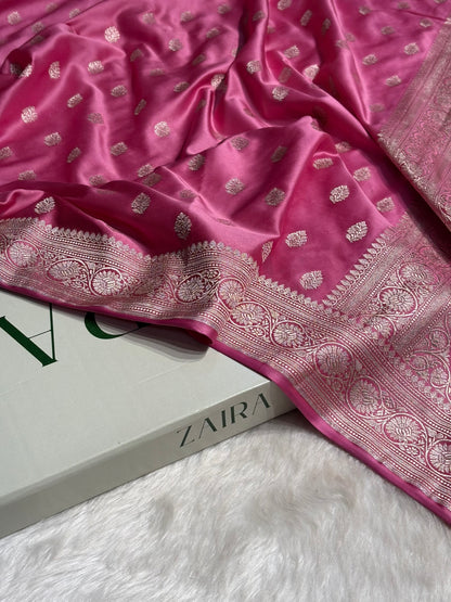 Blush Pink Shade Boota Mashru Silk Saree MS17