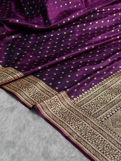 Banarasi Satin Katan Saree in Wine Shades SK88