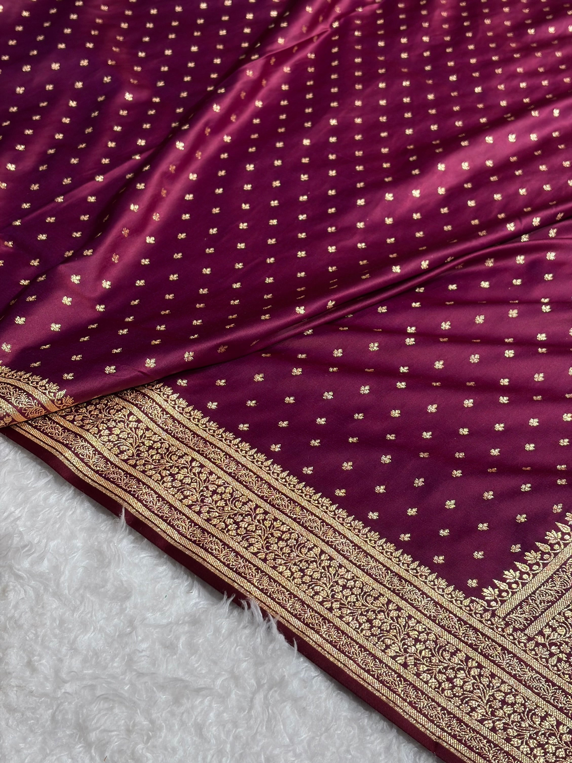 Banarasi Satin Katan Saree in Cross Wine Shades SK88