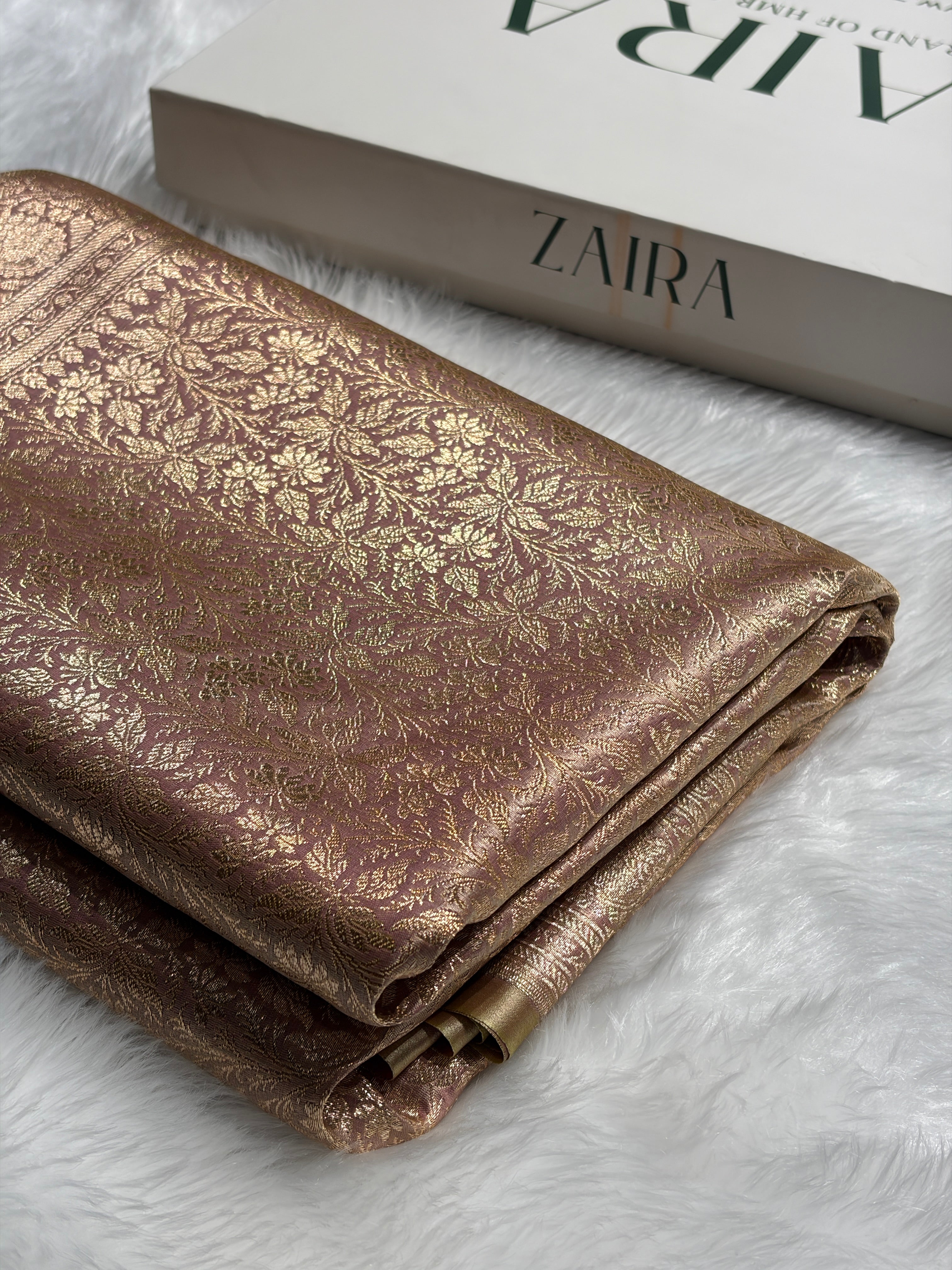 Mauve Gold Shades Brocket Satin Silk Saree Banarasi Saree Shades SS30