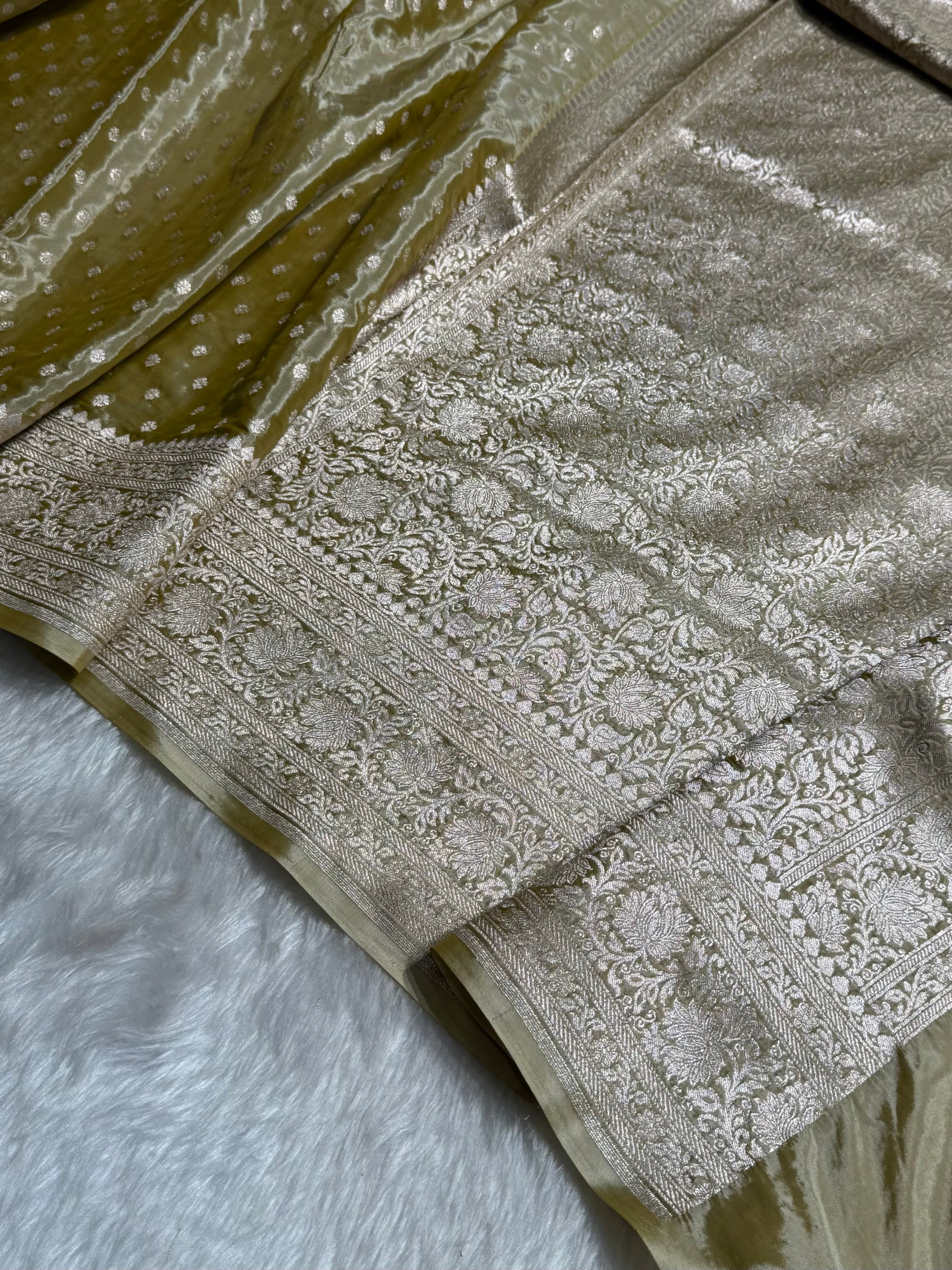 Golden Yellow Crepe Silky Katan Banarasi Saree CSK-02