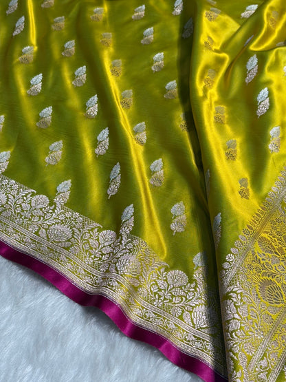 Liril Green Shades Floral Booti Mashru Silk Saree MSM-69
