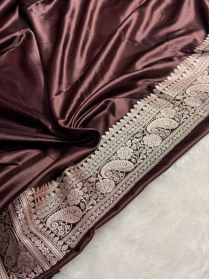 Dark Garnet Shades Booti Mashru Silk Saree MS64