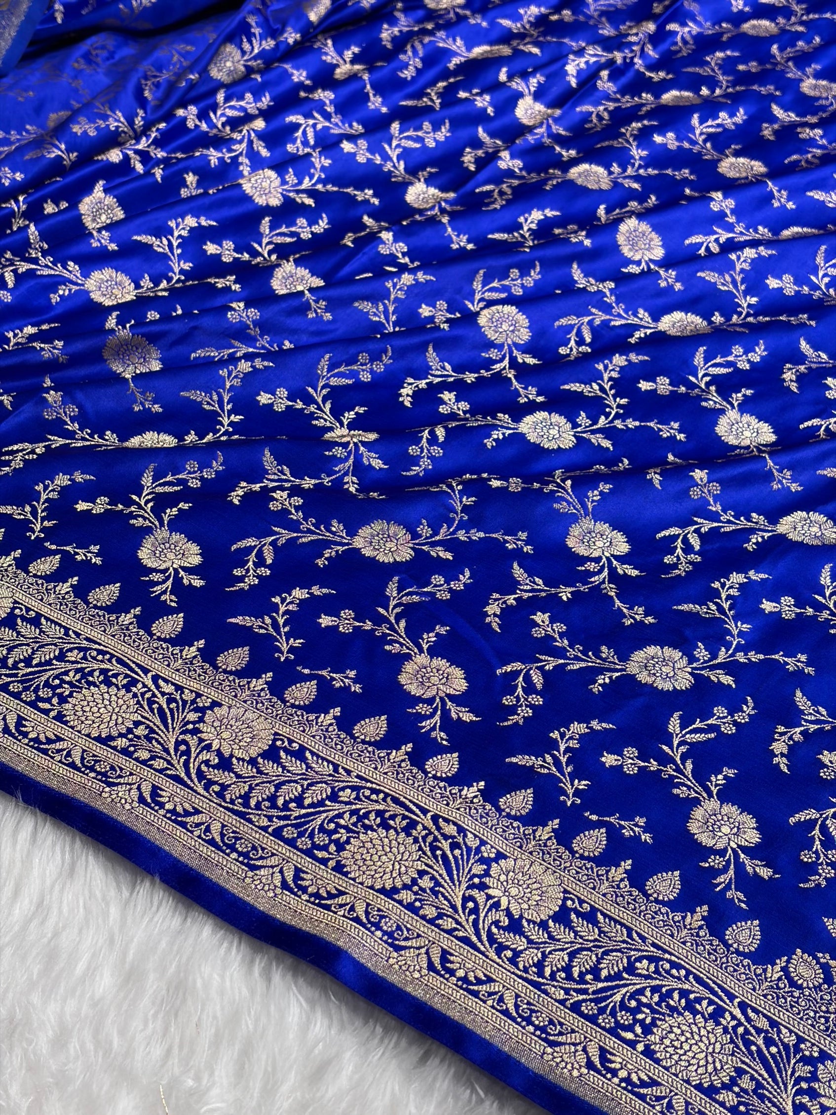 Banarasi Royal Blue Banarasi Jaal Katan Silk Saree SKM37