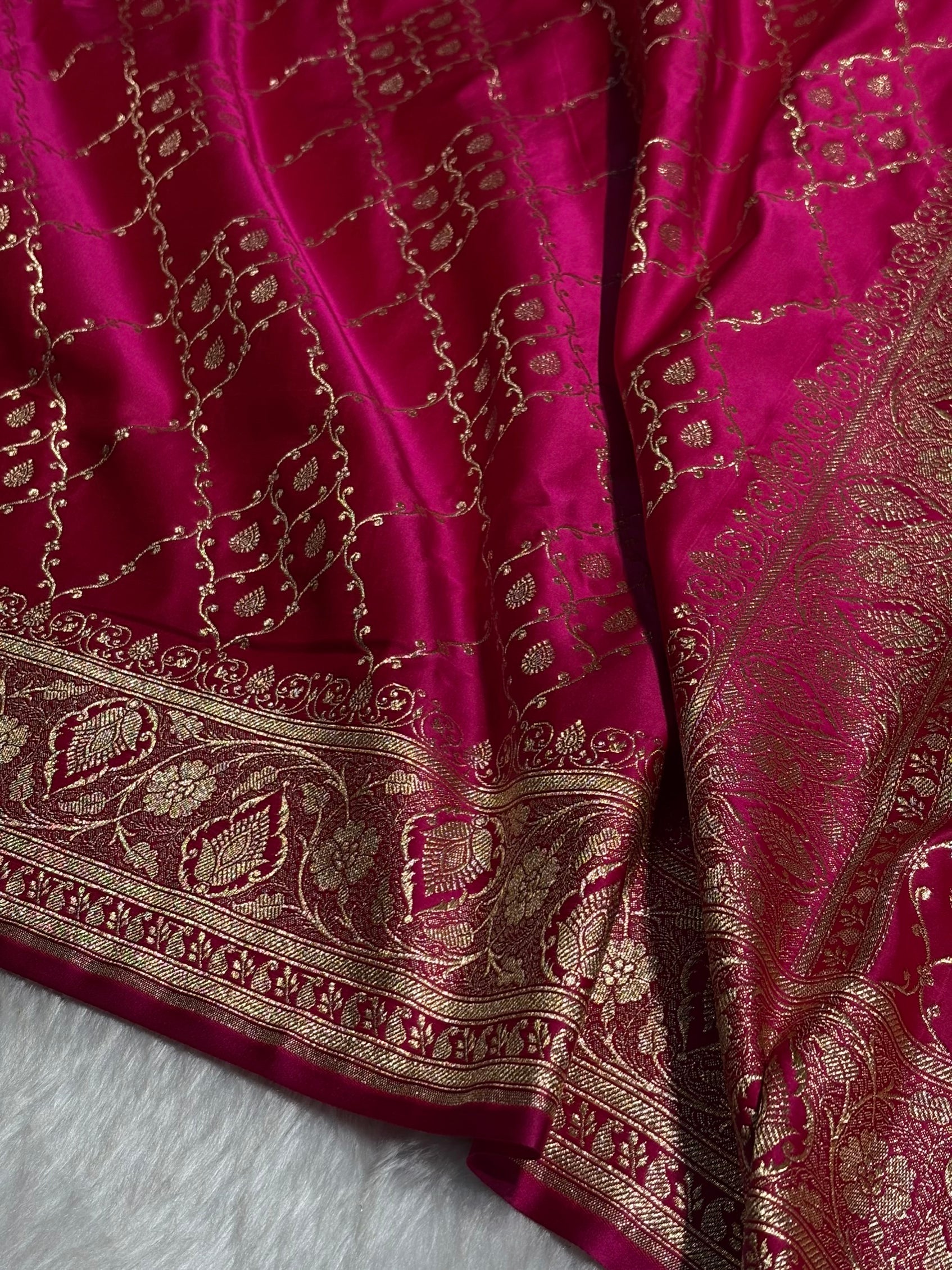 Rani Jaal Satin Katan Silk Saree SK21