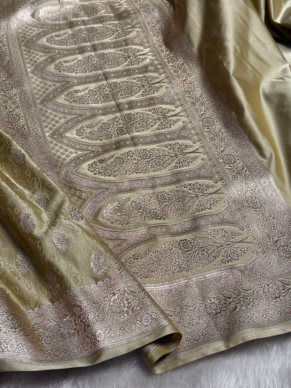 Dark Pista Shades Tanchoi Motif Mashru Silk Saree MST-10
