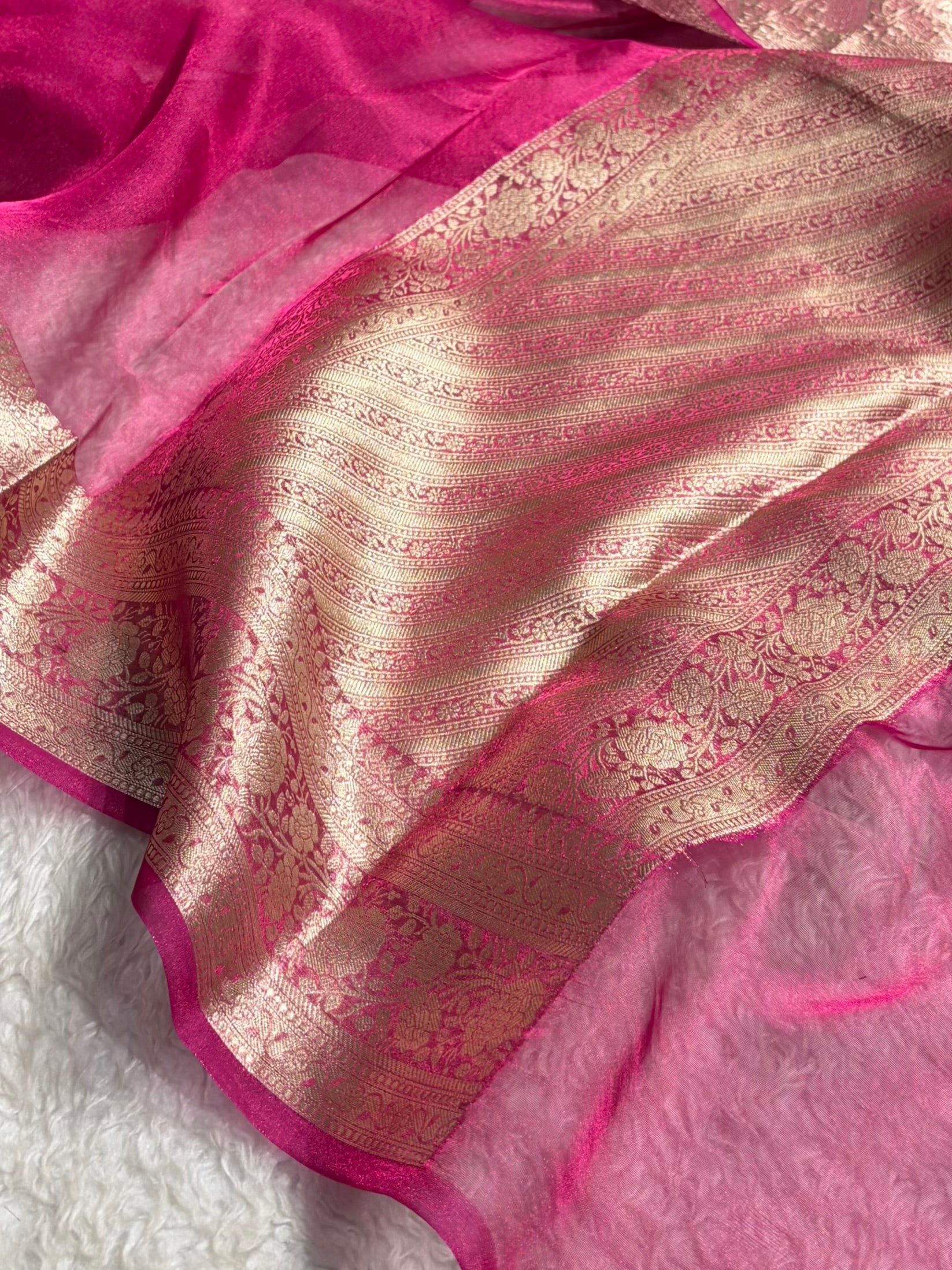 Rani Shades Banarasi Pure Tissue Silk Saree with Brocade Blouse PT-08