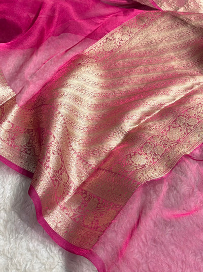 Rani Shades Banarasi Pure Tissue Silk Saree with Brocade Blouse PT-08