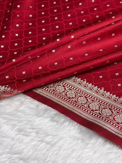Maroon Shades Tanchoi Motif Mashru Silk Saree MST-13