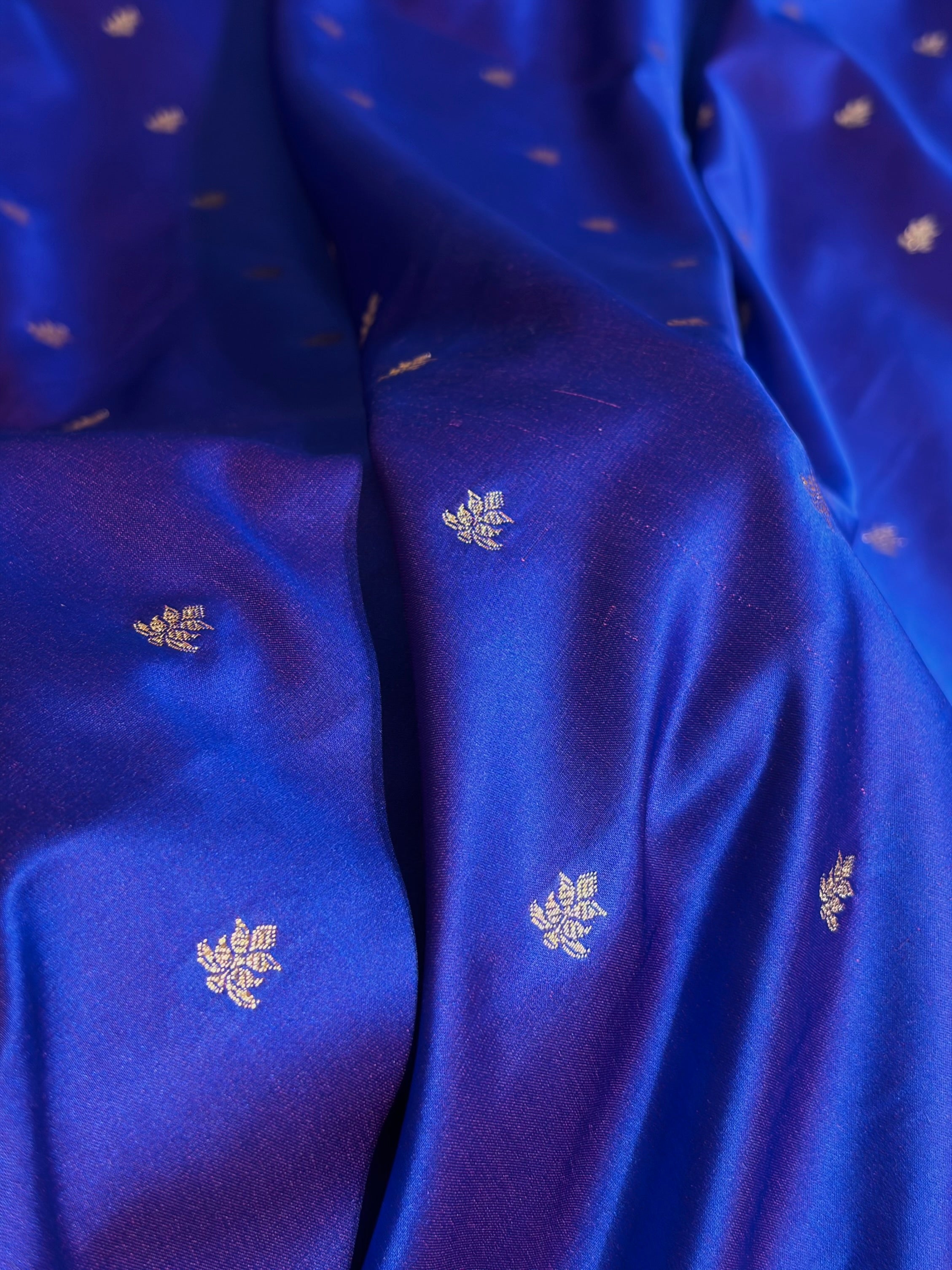 Banarasi Satin Katan Saree With Booti Pattern in Royal Purple Shades SK125