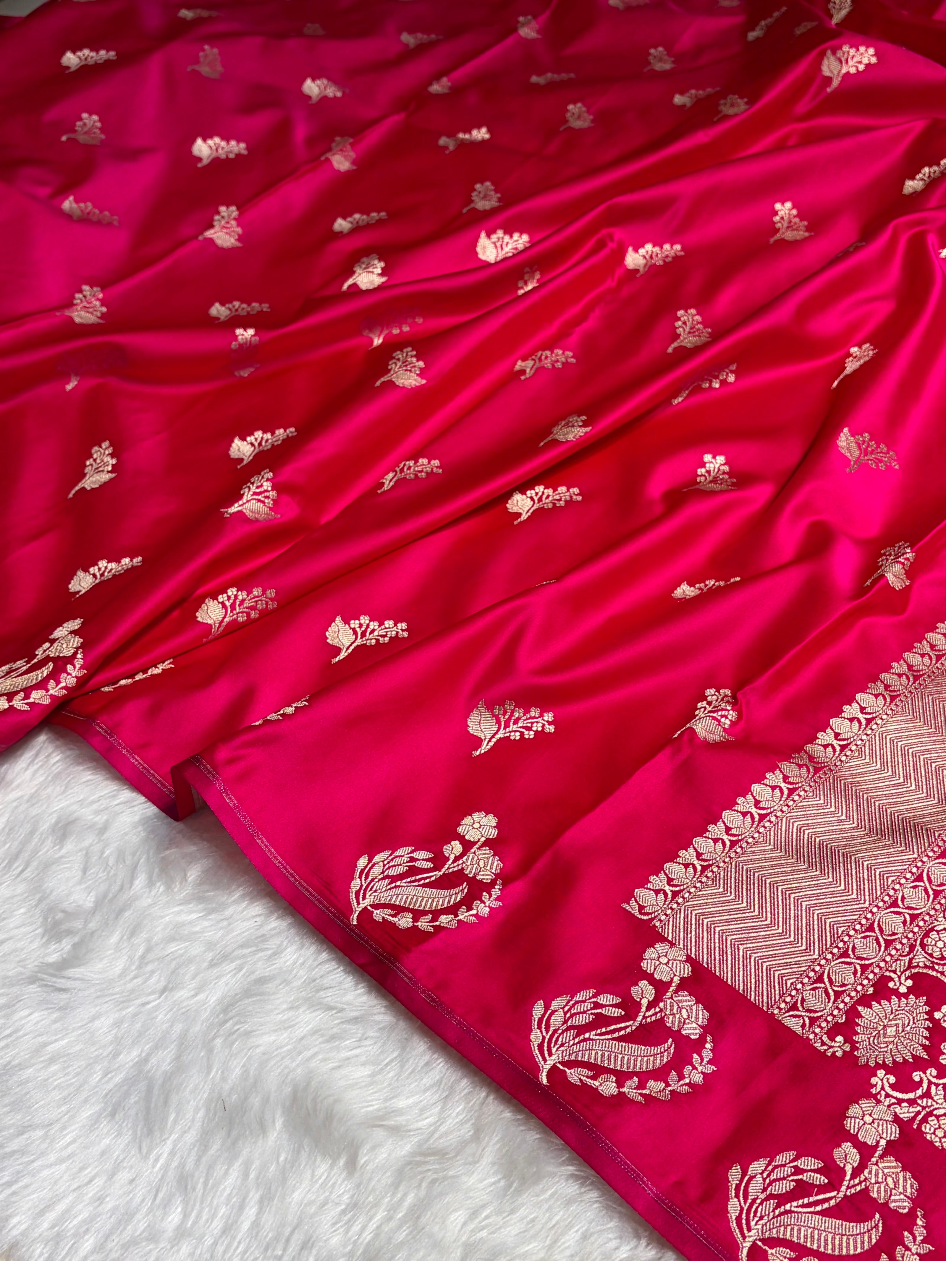 Cross Rani Boota With Floral Border Mashru Silk Saree MSM-91
